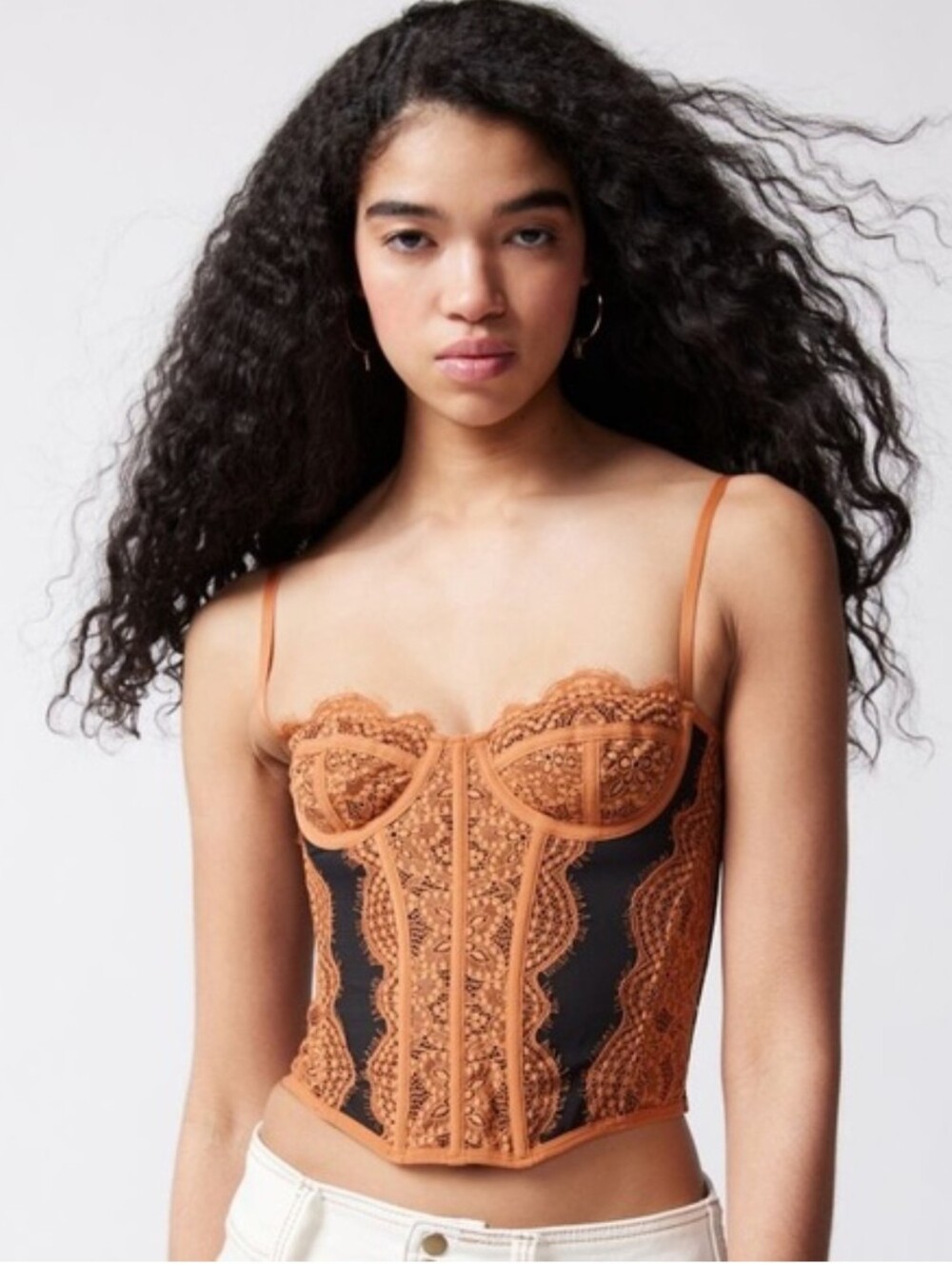 NWT Out From Under Modern Love Lace Corset, Small, Cinnamon